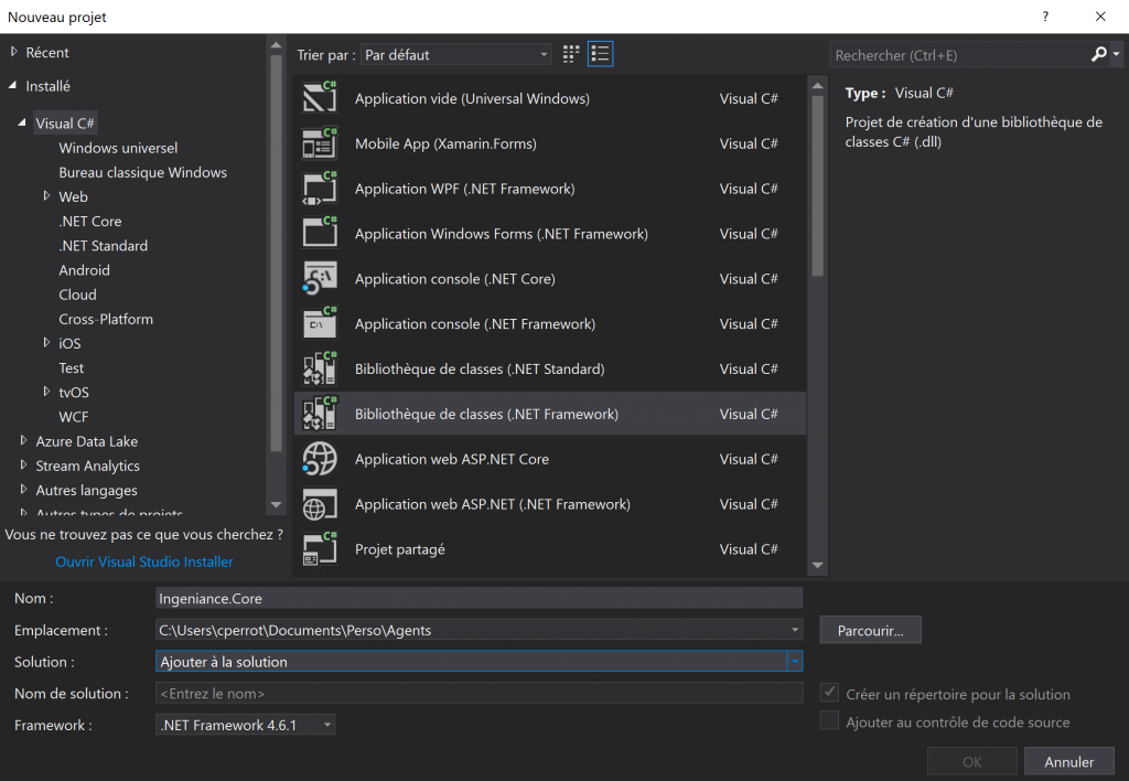 Visual Studio add project